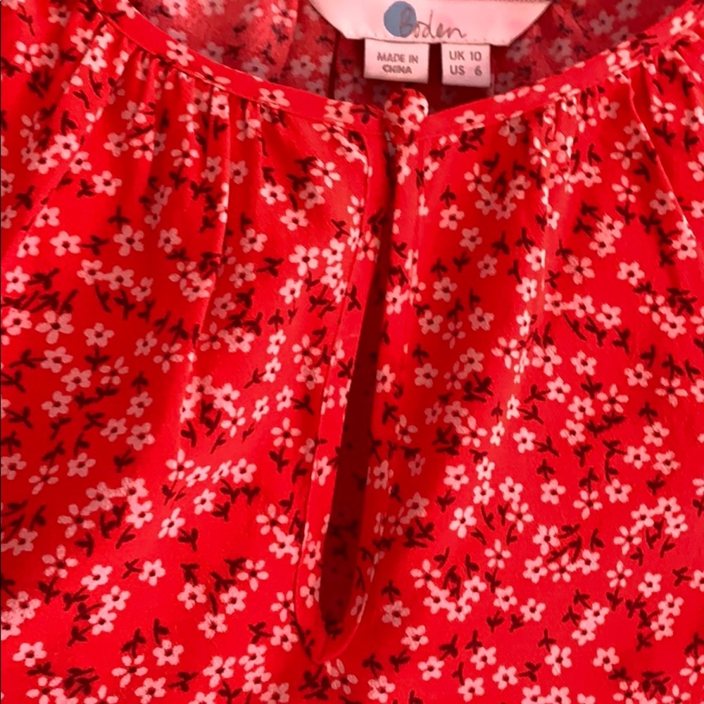 Boden Red Floral Peasant Blouse - Picture 3 of 8